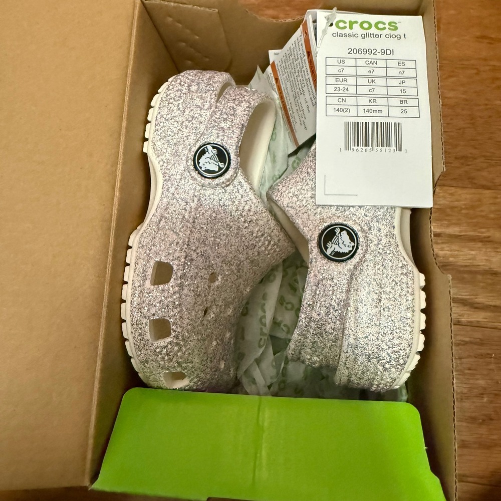 Crocs Toddler Classic Glitter Clog Shoes Mystic Glitter Size C7